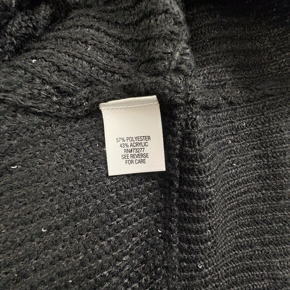 NWT Mixed Stitch Black Sequin Sweater 3/4 Dolman Sleeve Apt 9 Holiday Sparkle XL - Picture 12 of 14